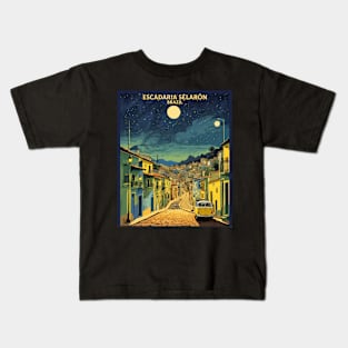 Escadaria Selaron Starry Night Brazil Vintage Tourism Travel Poster Kids T-Shirt